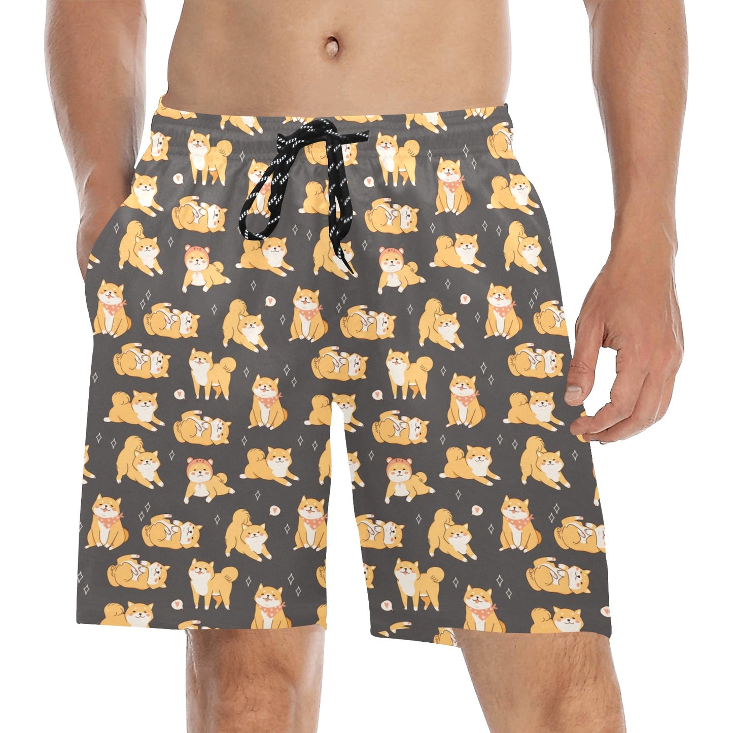 Shiba Inu Print Design LKS309 Men's Swim Trunks Beach Shorts