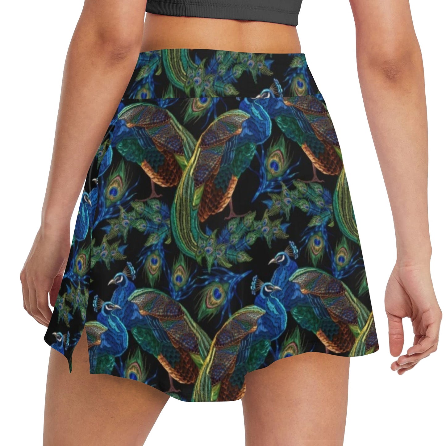 Peacock Themed Design Print 17" Golf & Pickleball Skort with Pockets