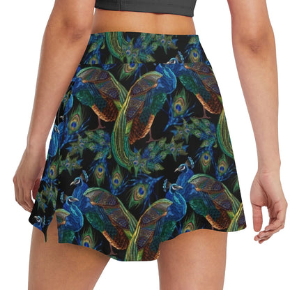 Peacock Themed Design Print 17" Golf & Pickleball Skort with Pockets