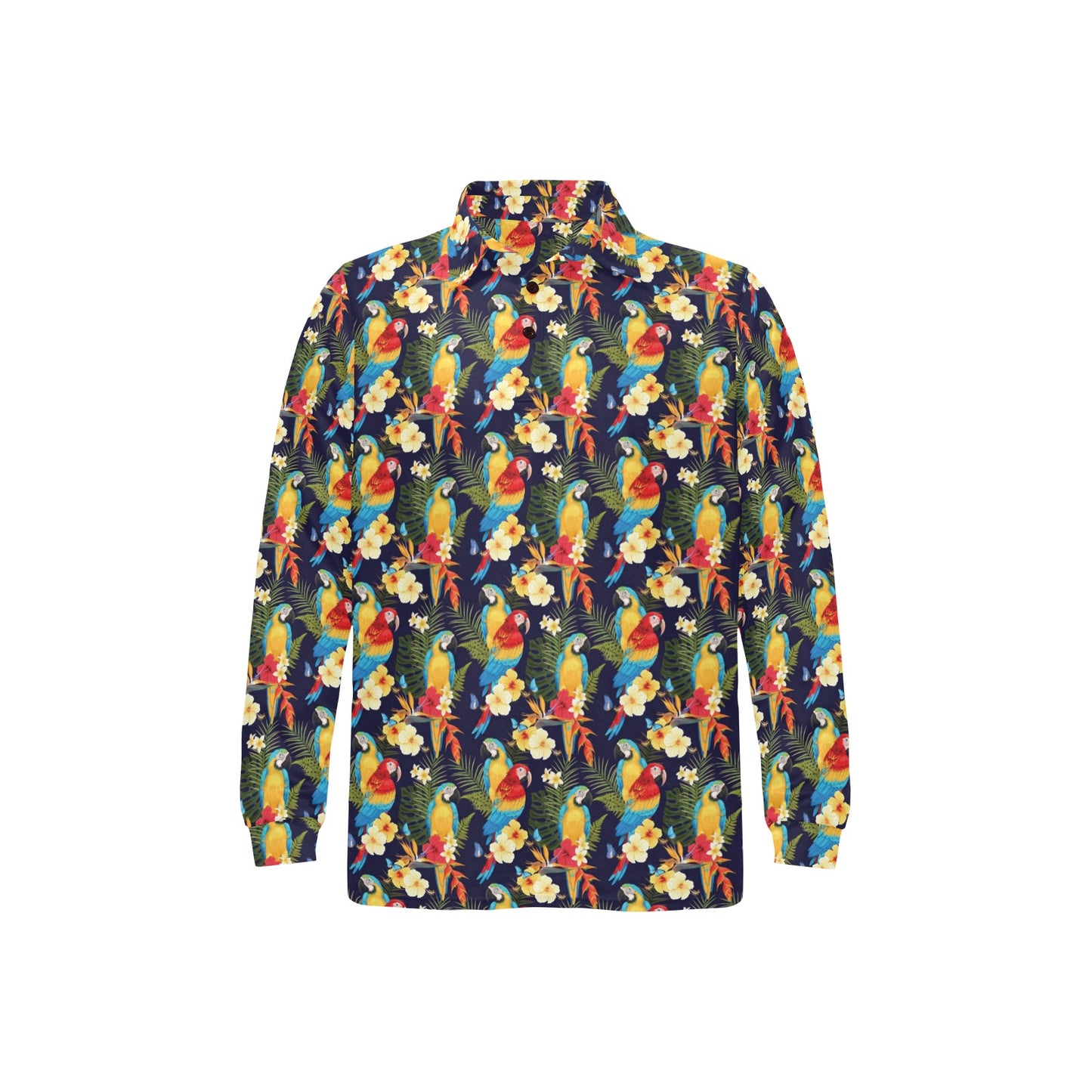 Parrot Themed Design Long Sleeve Polo Shirt For Men's