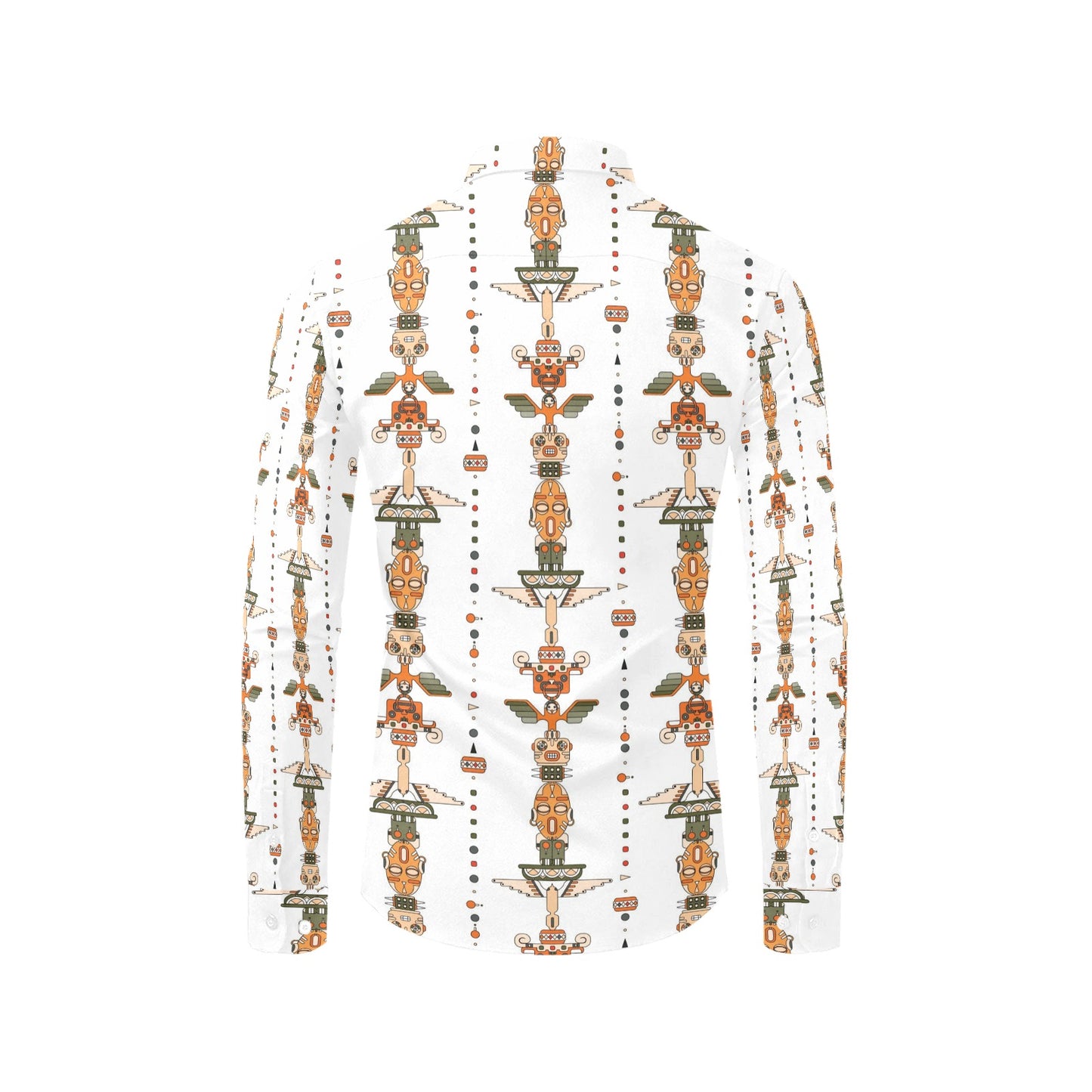 Totem Print Design LKS302 Men's Long Sleeve Dress Shirt