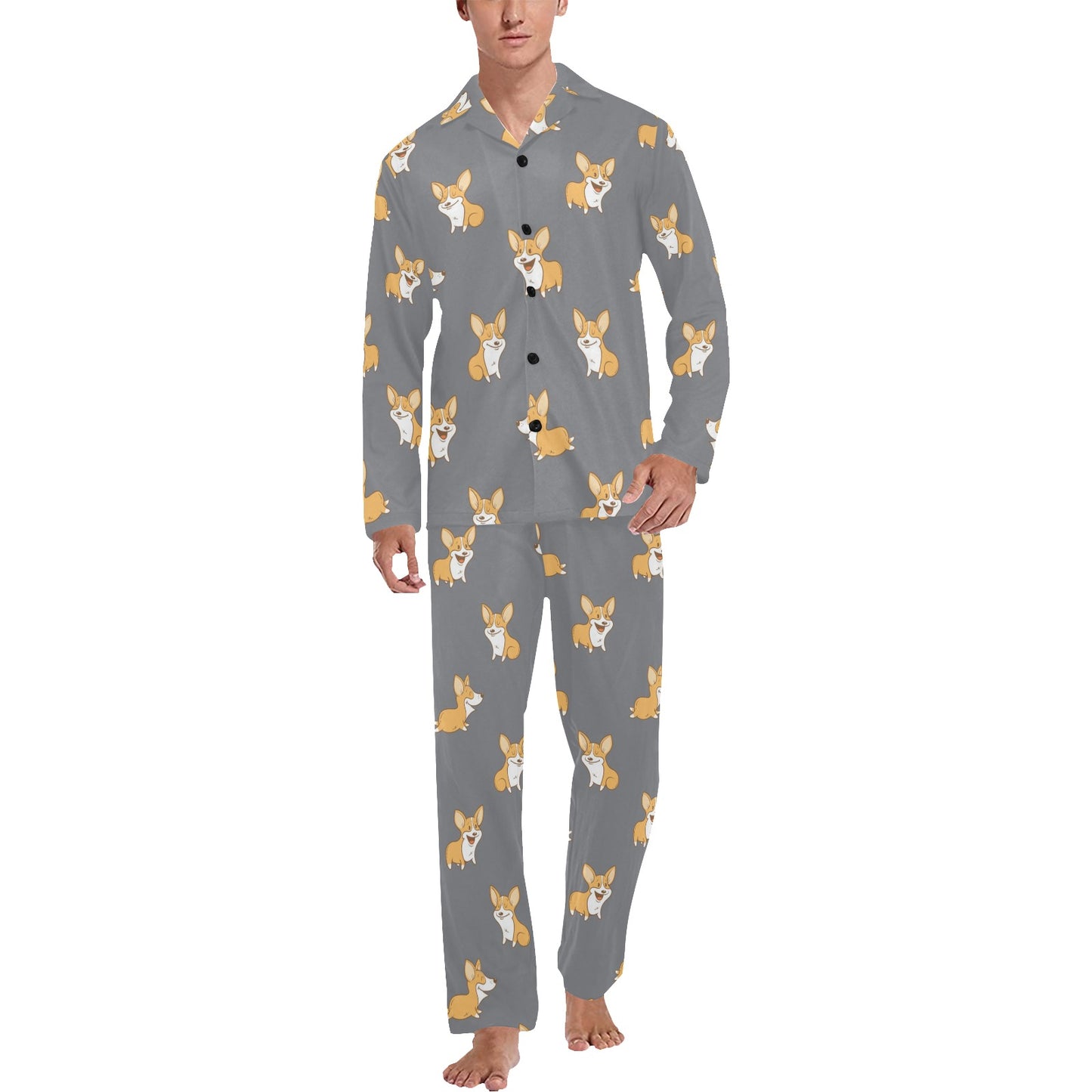 Pembroke Welsh Corgis Pattern Print Design A02 Men's Long Pajama Set