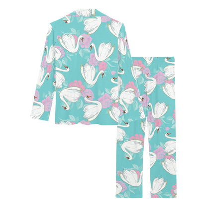 Swan Pattern Print Design 03 Women's Long Pajama Set