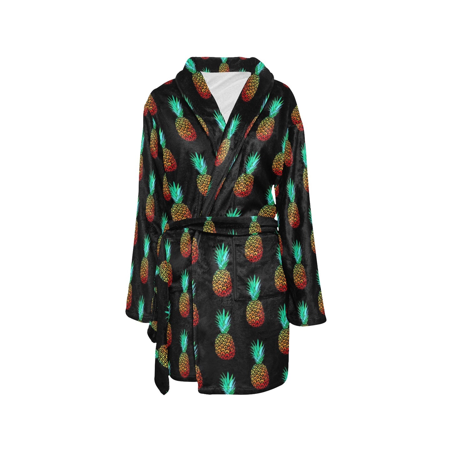 Pineapple Pattern Print Design A05 Women's Fleece Robe
