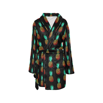 Pineapple Pattern Print Design A05 Women's Fleece Robe