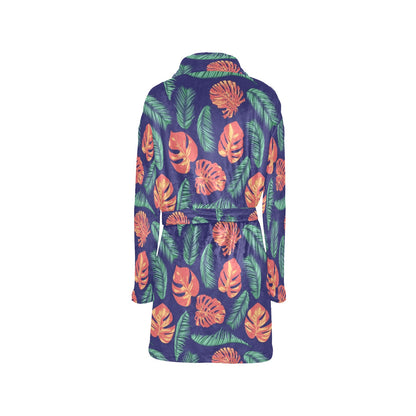 Palm Leaves Pattern Print Design PL011 Women's Fleece Robe