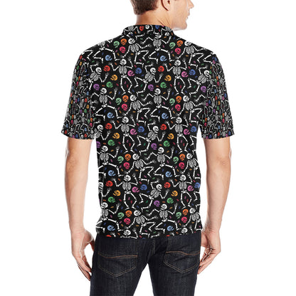 Skeleton Print Design LKS307 Men Polo Shirt