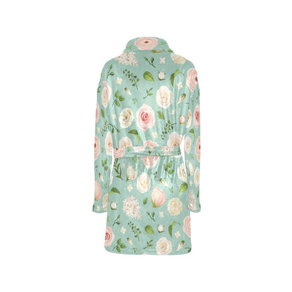 Lisianthus Pattern Print Design 01 Women's Fleece Robe