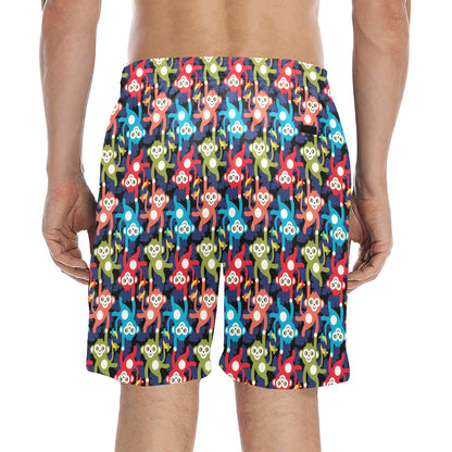 Monkey Colorful Design Themed Print Men's Swim Trunks Beach Shorts