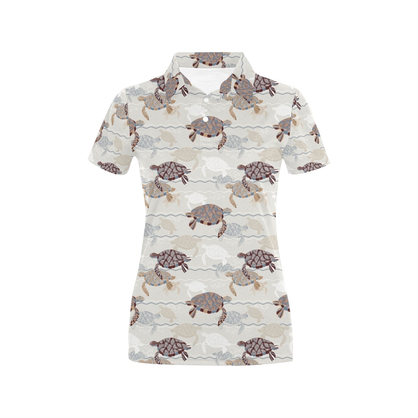 Sea Turtle Pattern Print Design T07 Women's Polo Shirt