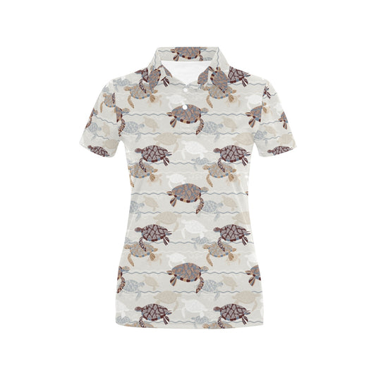 Sea Turtle Pattern Print Design T07 Women's Polo Shirt