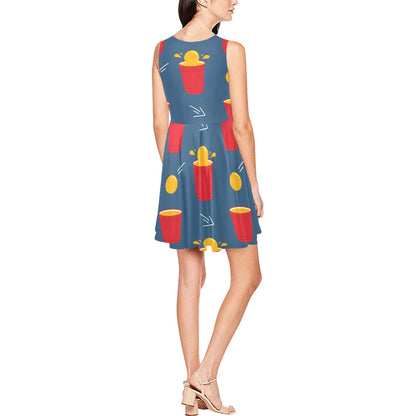 Beer Pong Pattern Print Design 02 Sleeveless Dress