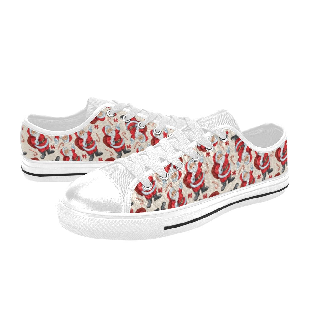 Santa Christmas Themed Print Design LKS302 Women's White Low Top Shoes