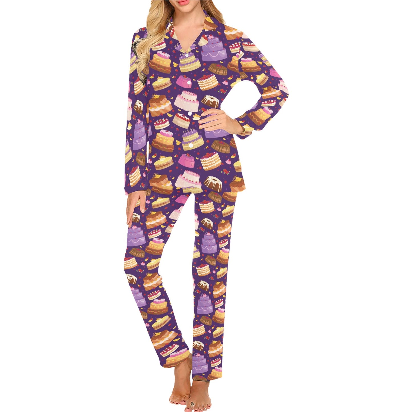 Cake Pattern Print Design 05 Women's Long Pajama Set