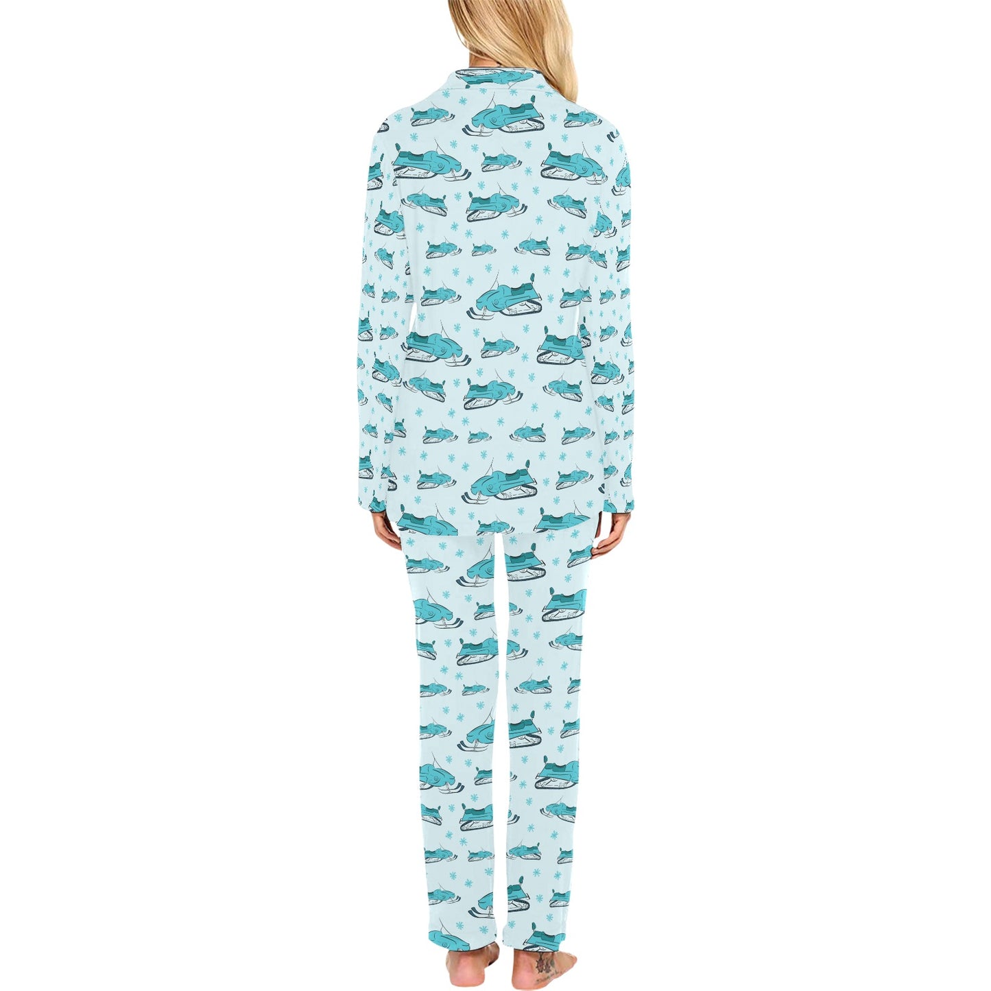 Snowmobile Print Design LKS301 Women's Long Pajama Set