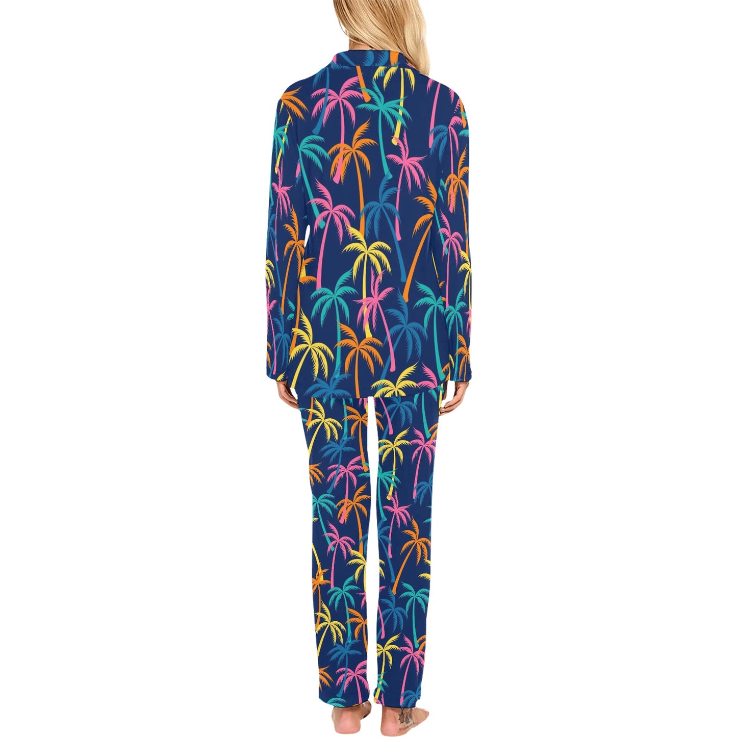 Palm Tree Pattern Print Design PT013 Women's Long Pajama Set