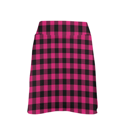 Pink Tartan Plaid Pattern 17" Golf & Pickleball Skort with Pockets