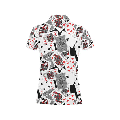 Poker Cards Pattern Print Design A04 Women's Polo Shirt