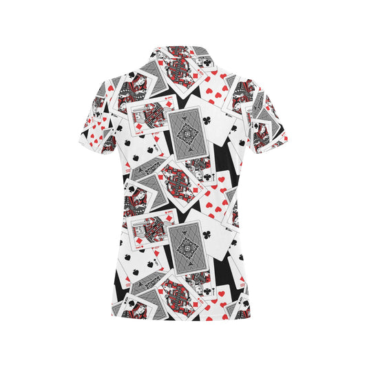 Poker Cards Pattern Print Design A04 Women's Polo Shirt