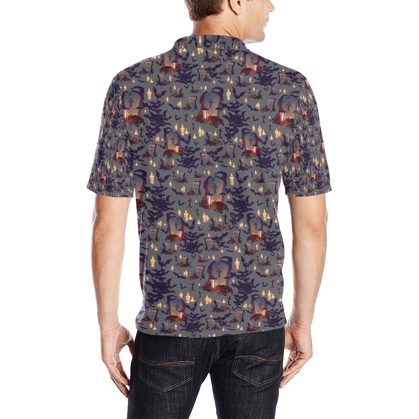 Creepy Graveyard Print Design LKS301 Men Polo Shirt