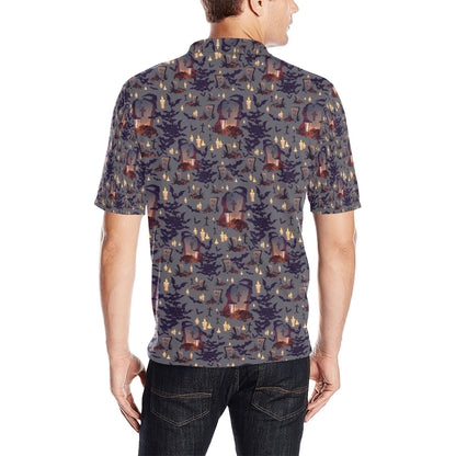 Creepy Graveyard Print Design LKS301 Men Polo Shirt