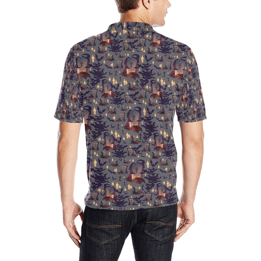 Creepy Graveyard Print Design LKS301 Men Polo Shirt