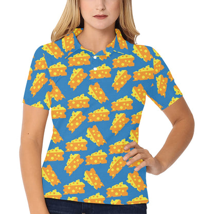 Cheese Pattern Print Design 05 Women's Polo Shirt