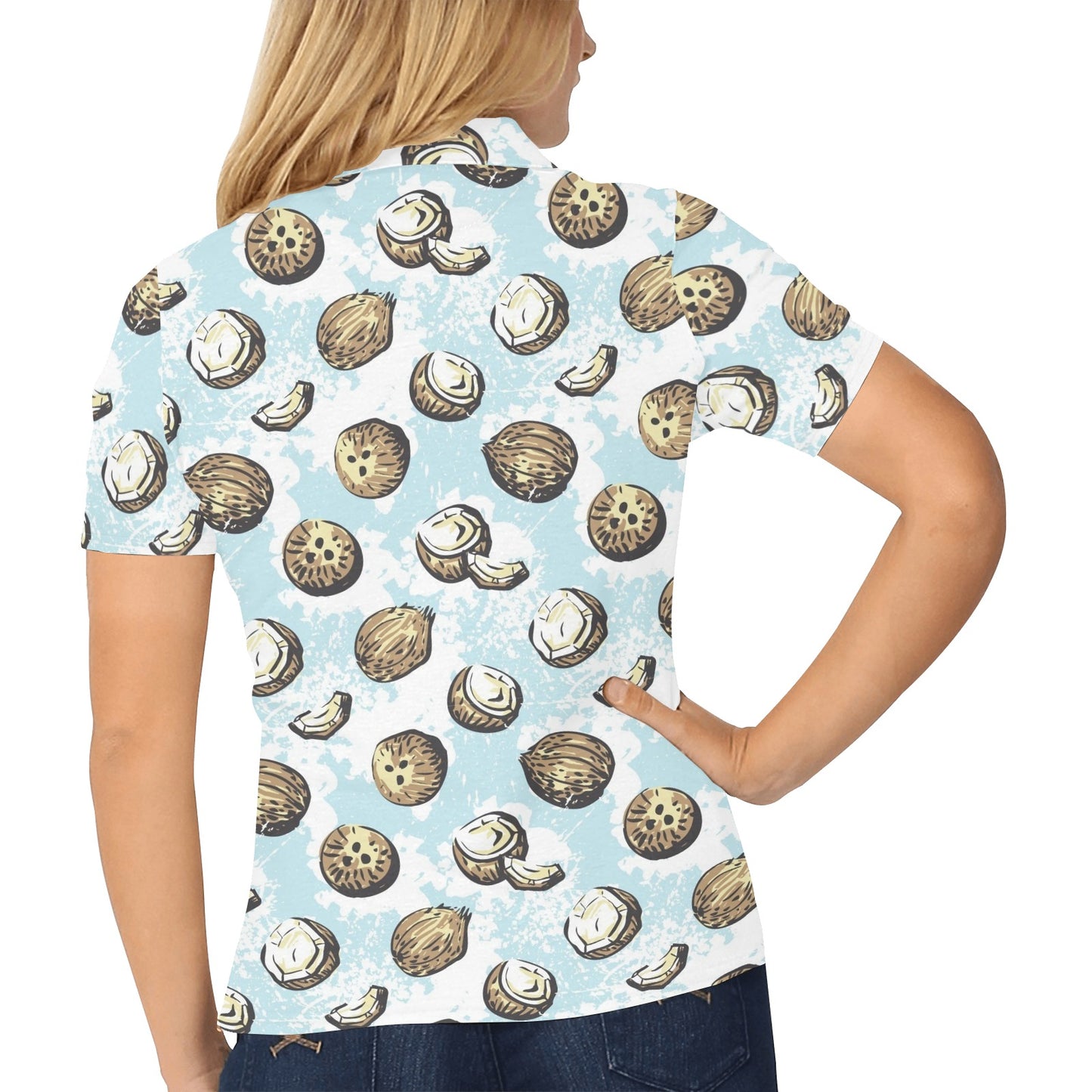 Coconut Pattern Print Design CN01 Women's Polo Shirt