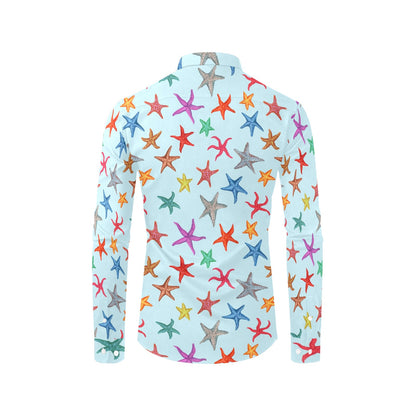 Starfish Print Design LKS402 Men's Long Sleeve Dress Shirt