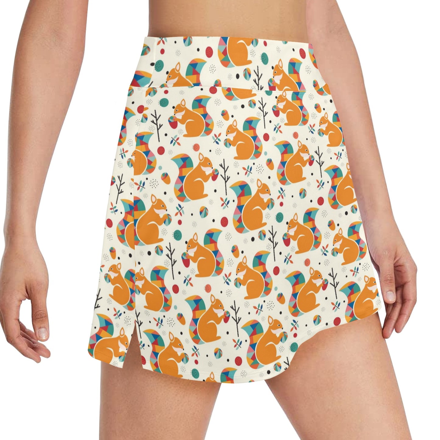Squirrel Print Design LKS304 17" Golf & Pickleball Skort with Pockets