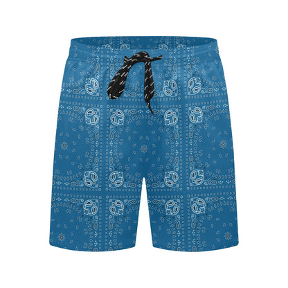 Bandana Blue Print Design LKS301 Men's Swim Trunks Beach Shorts