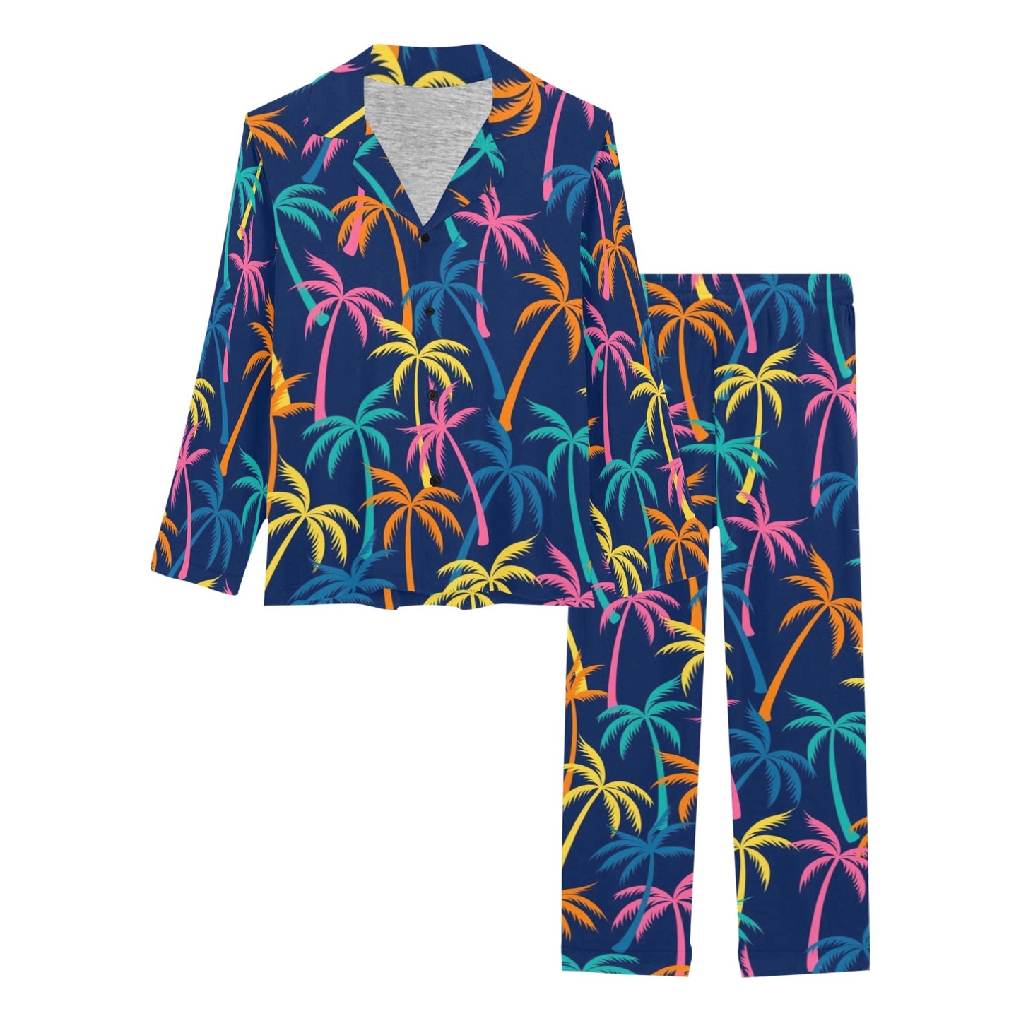 Palm Tree Pattern Print Design PT013 Women's Long Pajama Set