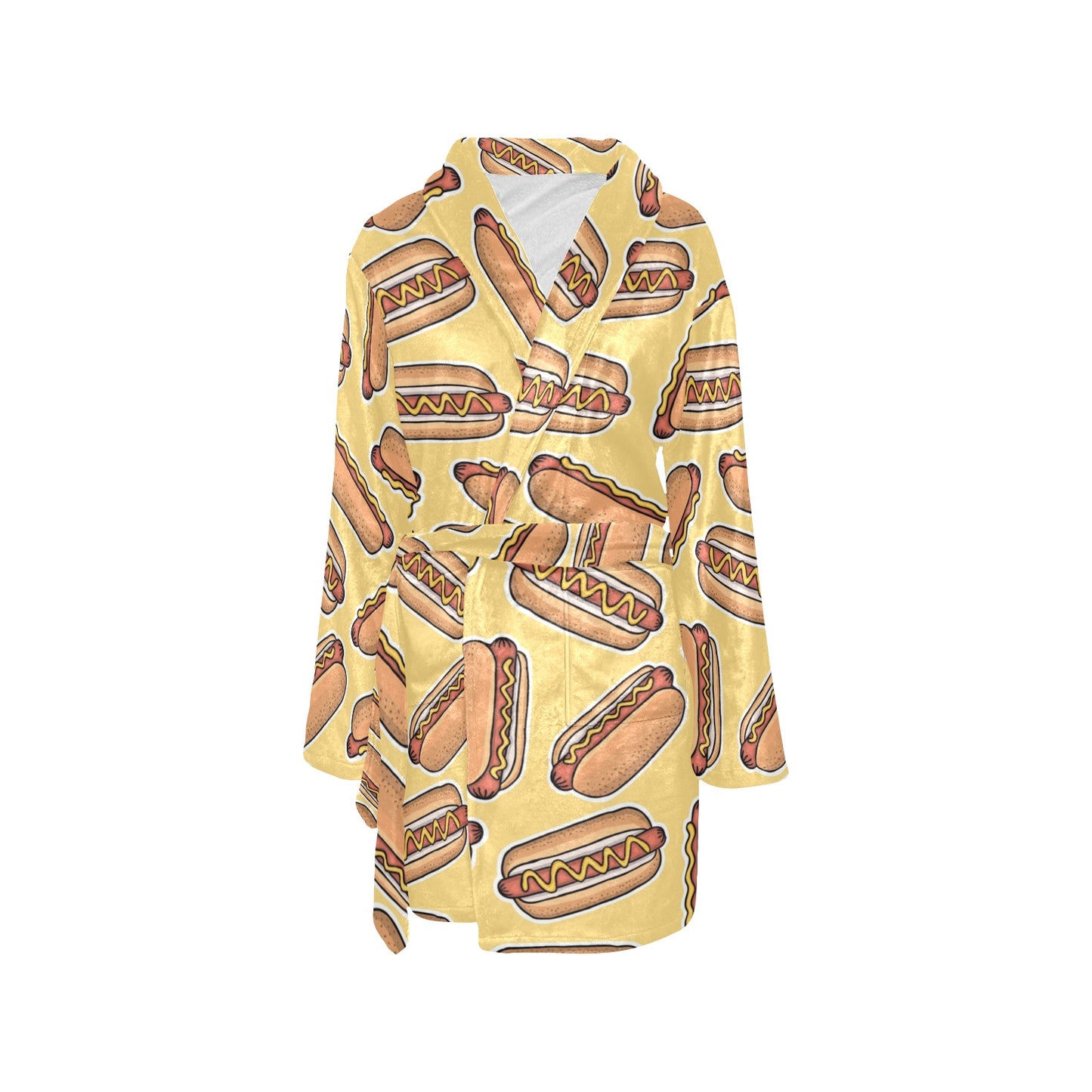 Hot Dog Pattern Print Design 01 Women's Fleece Robe