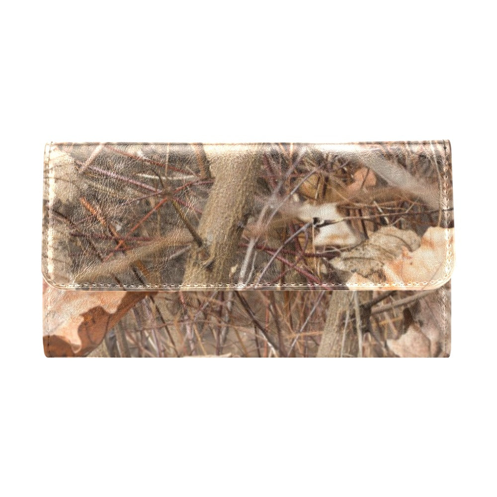 Camo Realistic Tree Forest Autumn Print Women's Trifold Wallet