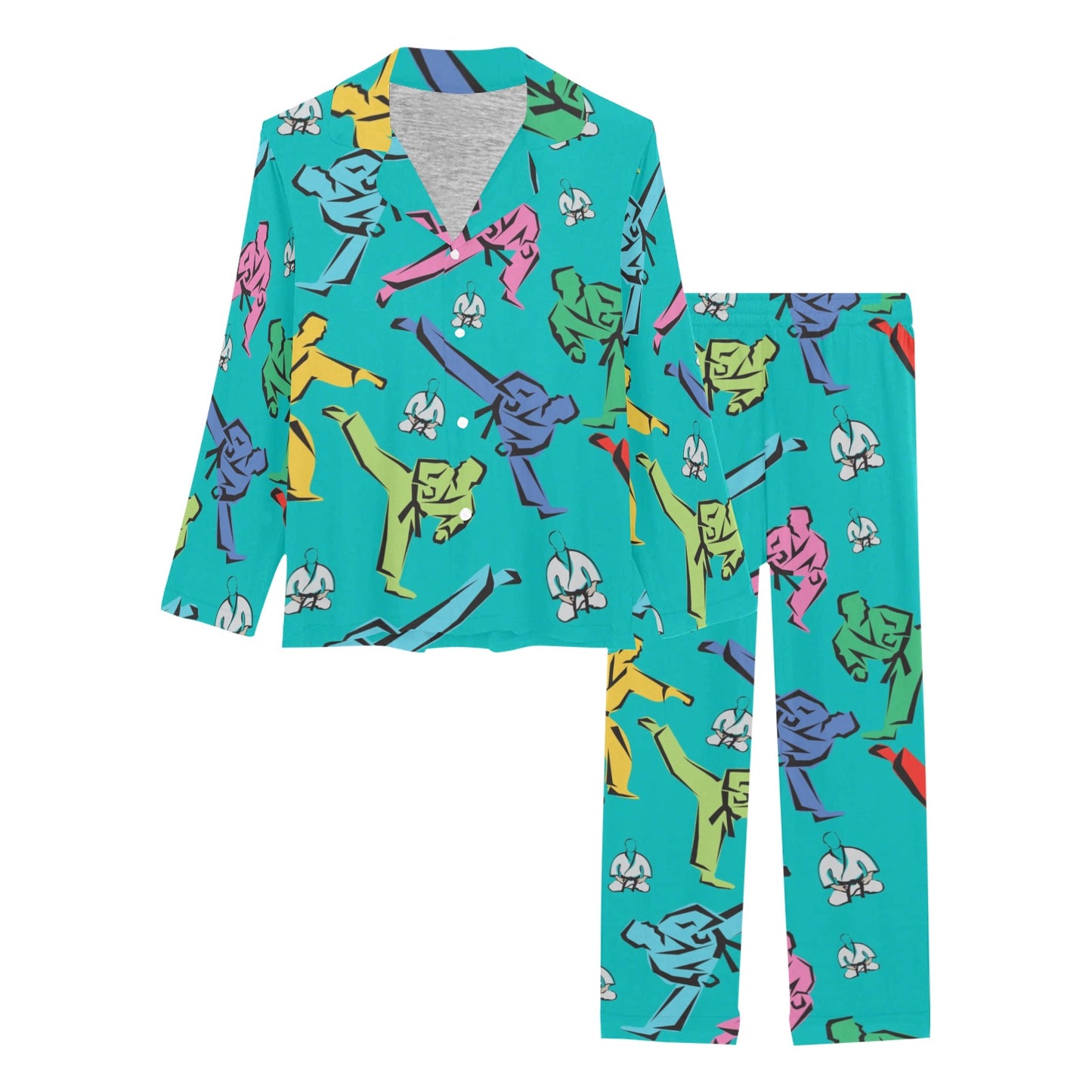 Judo Pattern Print Design 01 Women's Long Pajama Set