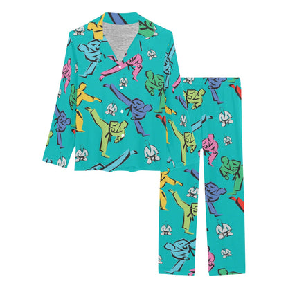 Judo Pattern Print Design 01 Women's Long Pajama Set