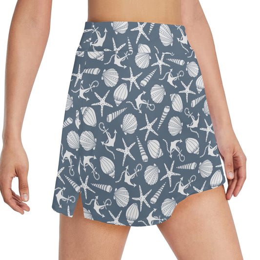 Seashell Print Design LKS306 17" Golf & Pickleball Skort with Pockets