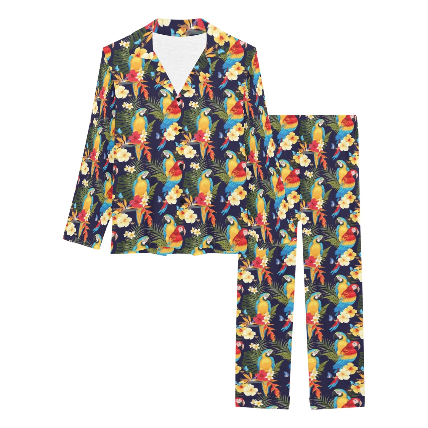 Parrot Themed Design Women's Long Pajama Set