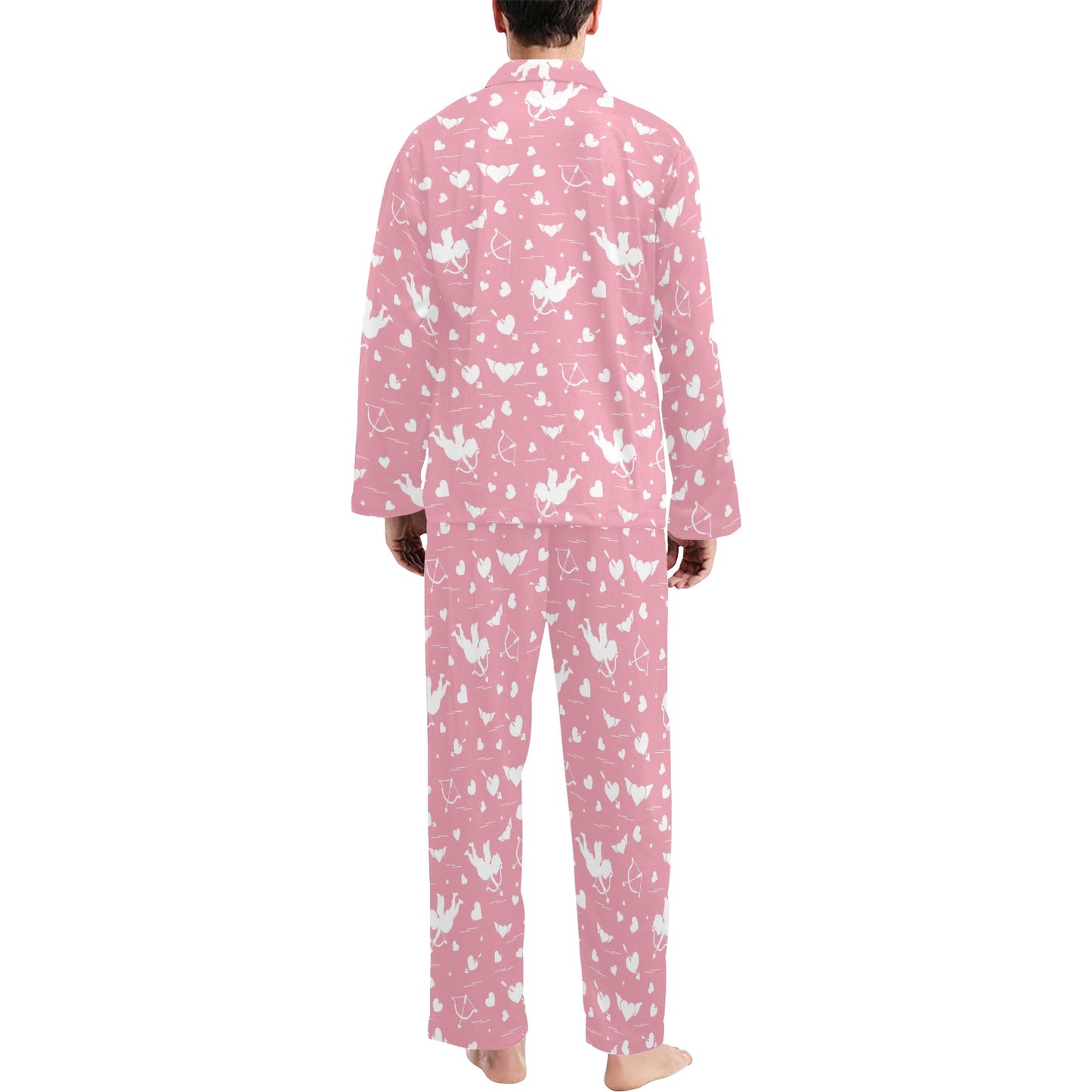 Cupid Pattern Print Design 03 Men's Long Pajama Set