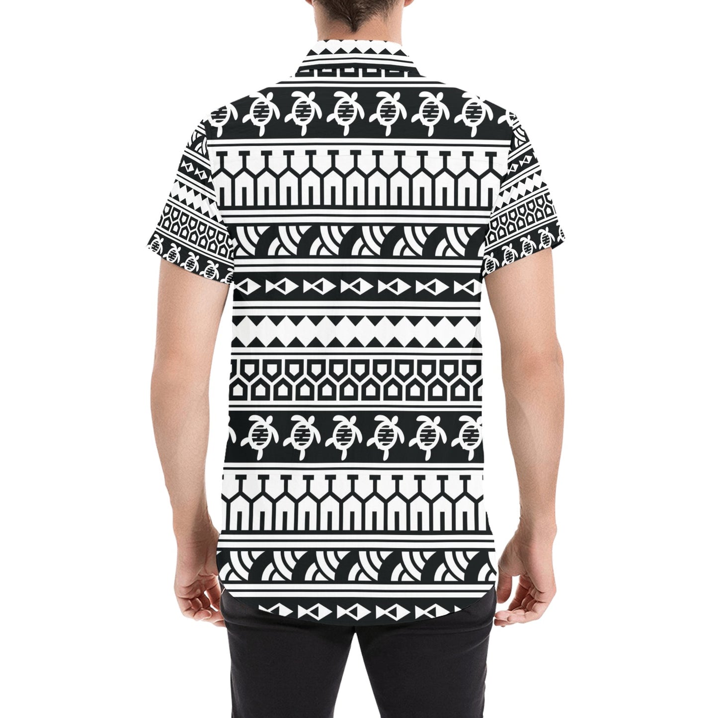 Samoan Pattern Print Design LKS303 Men Short Sleeve Button Up Shirt
