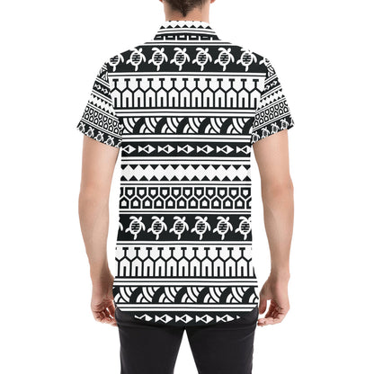Samoan Pattern Print Design LKS303 Men Short Sleeve Button Up Shirt
