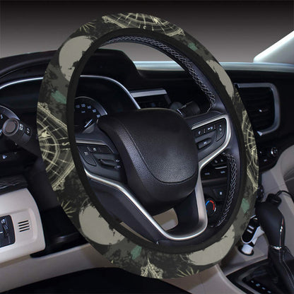 World Map Print Design LKS303 Steering Wheel Cover with Elastic Edge