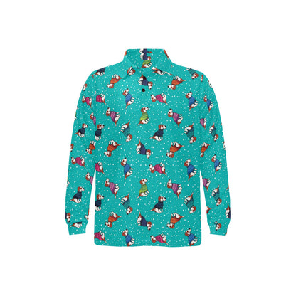 Russell Terriers Print Design LKS309 Long Sleeve Polo Shirt For Men's