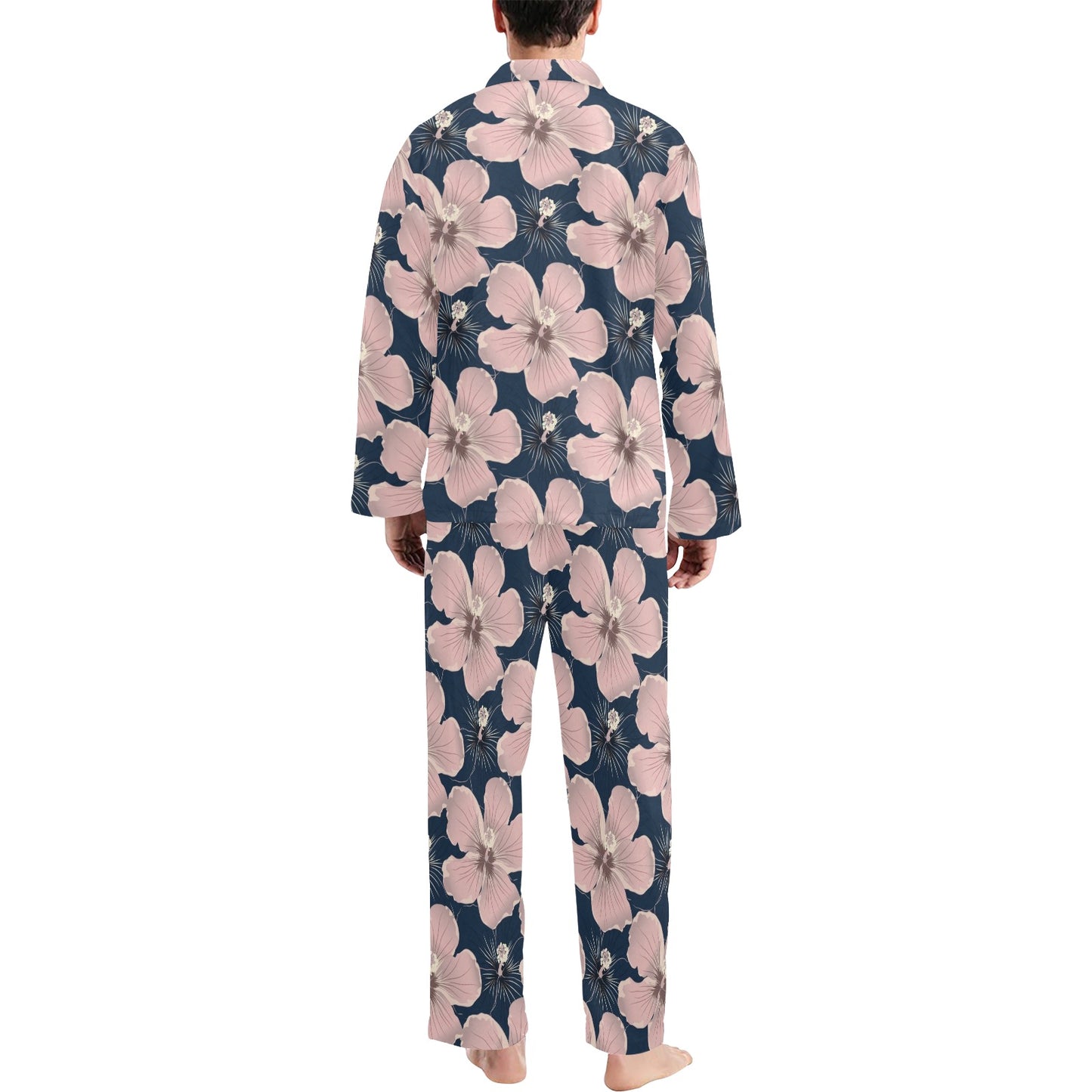 Plumeria Pattern Print Design PM018 Men's Long Pajama Set