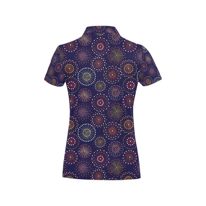 Firework Flower Style Print Design LKS302 Women's Polo Shirt