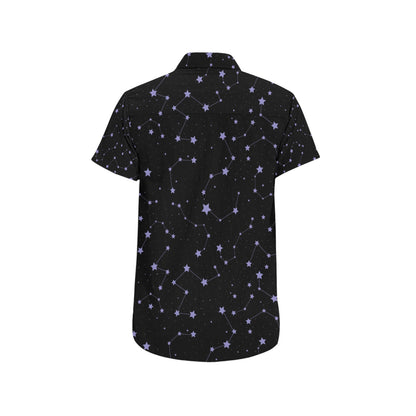 Star Print Design LKS303 Men Short Sleeve Button Up Shirt