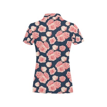 Rose Pattern Print Design A03 Women's Polo Shirt