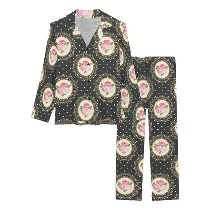 Rose Pattern Print Design RO015 Women's Long Pajama Set