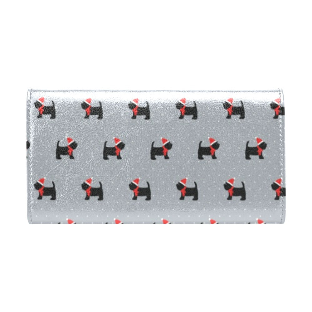 Scottish Christmas Themed Terriers Print Design LKS3018 Women's Trifold Wallet
