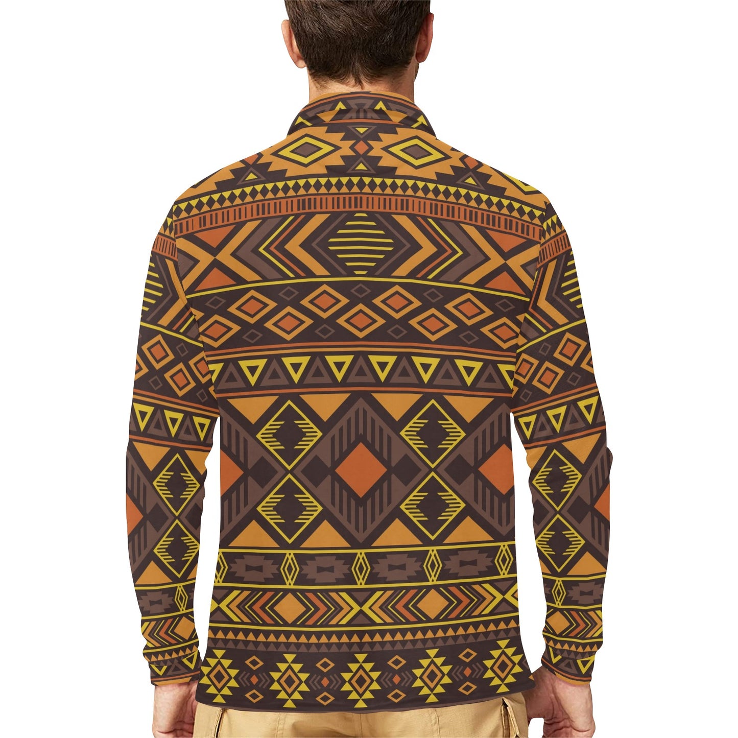 Navajo Pattern Print Design A06 Long Sleeve Polo Shirt For Men's